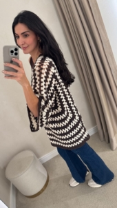 CASACO KIMONO CROCHET BICOLOR - Imagem 3