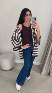 CASACO KIMONO CROCHET BICOLOR